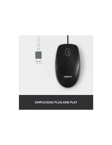 RATON LOGITECH M100 USB 1000DPI BLACK