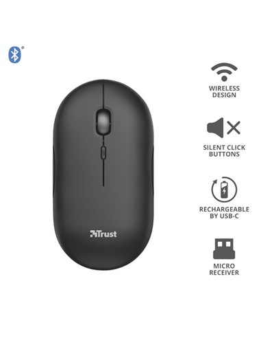 RATON TRUST PUCK RECARGABLE WIRELESS BLUETOOH BLAC