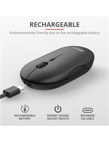 RATON TRUST PUCK RECARGABLE WIRELESS BLUETOOH BLAC