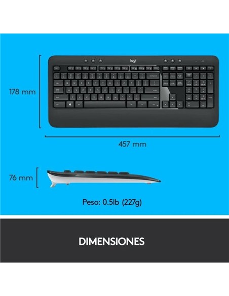 TECLADO + RATON LOGITECH MK540 WIRELESS BLACK