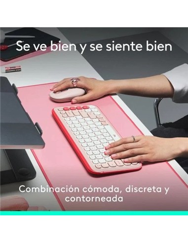 TECLADO + RATON LOGITECH POP ICON WIRELESS ROSE/WH