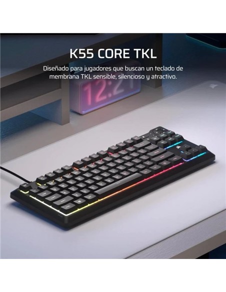 TECLADO GAMING CORSAIR K55 TKL USB ICUE RGB BLACK
