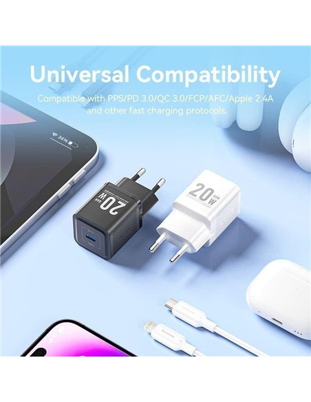CARGADOR DE PARED VENTION GAN USB-C 20W BLACK + CA