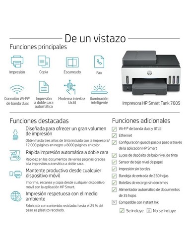 IMPRESORA HP SMART TANK MULTIFUNCION 7605 COLOR WI