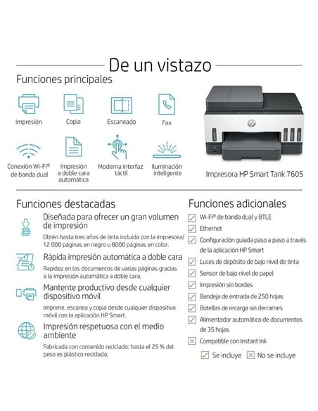 IMPRESORA HP SMART TANK MULTIFUNCION 7605 COLOR WI