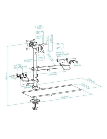 SOPORTE DE MESA TOOQ MONITOR + IMPRESORA + TERMINA