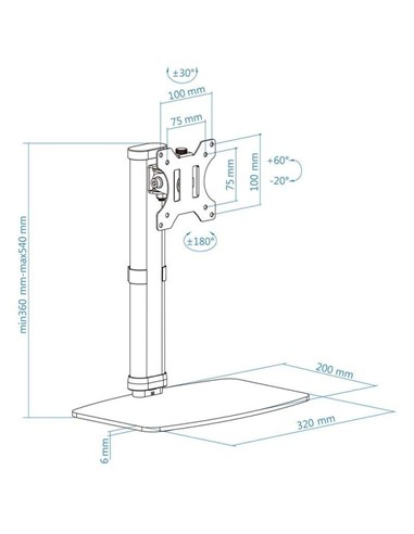 SOPORTE DE MESA TV MONITOR TOOQ REG.ALTURA GIR. IN