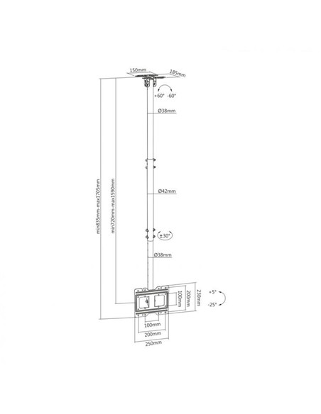 SOPORTE MONITOR AISENS TECHO 23-43 50KG INCLINABLE