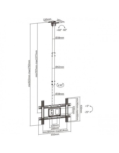 SOPORTE MONITOR AISENS TECHO 37-80 50KG INCLINABLE