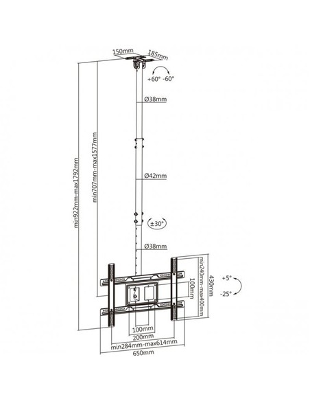 SOPORTE MONITOR AISENS TECHO 37-80 50KG INCLINABLE