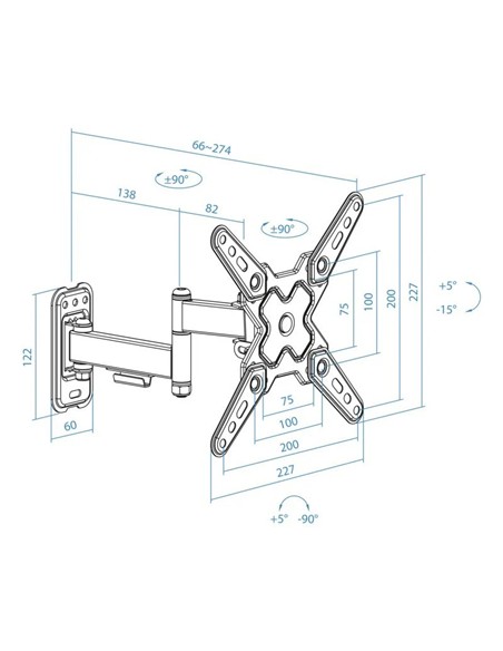 SOPORTE PARED TV MONITOR TOOQ EXTENSIBLE/INCLINABL