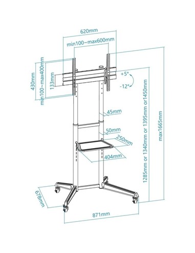 SOPORTE TV MONITOR TOOQ SUELO CON RUEDAS 37 - 70 5