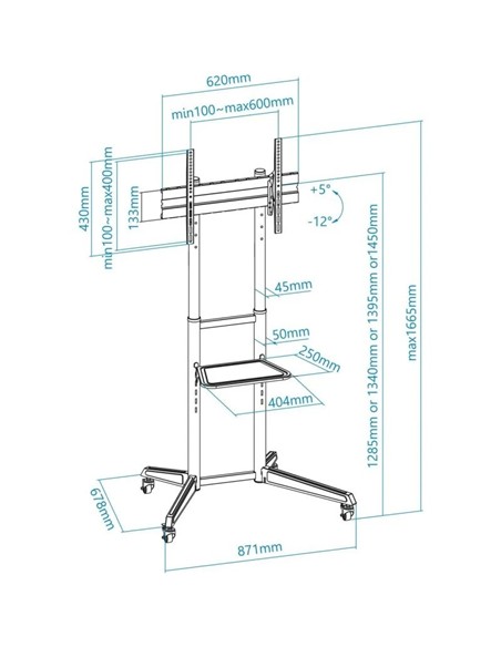 SOPORTE TV MONITOR TOOQ SUELO CON RUEDAS 37 - 70 5
