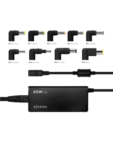 CARGADOR PORTATIL AISENS 65W AUTOMATICO + 9 CONECT