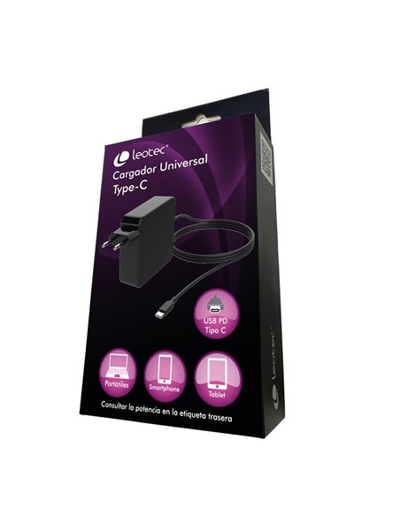 CARGADOR PORTATIL LEOTEC 65W AUTOMATICO USB-C TYPE