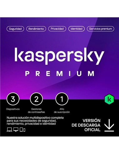 ANTIVIRUS KASPERSKY PREMIUM 1YEAR 3L PC/MAC/ANDROI