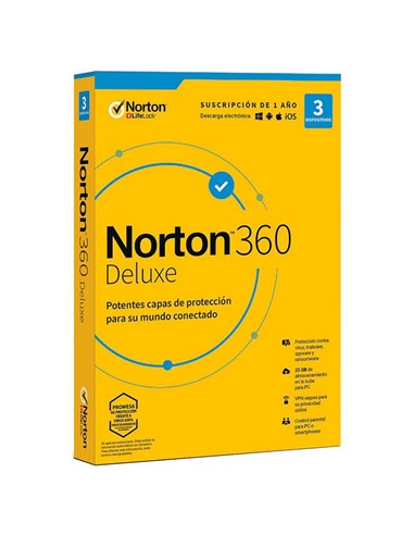 NORTON 360 DELUXE 25GB ES 1 USER 3 DEVICE 1 AÑO L.