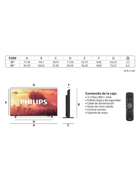 TELEVISOR PHILIPS 32 LED HD USB HDMI