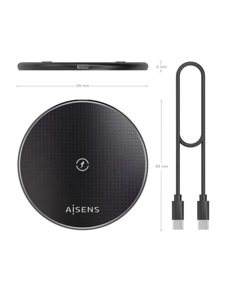 BASE DE CARGA AISENS WIRELESS SMARTPHONE 15W BLACK