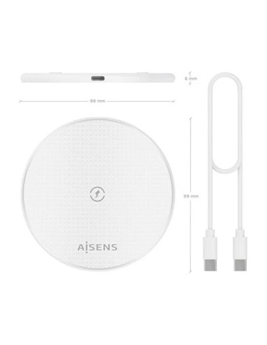 BASE DE CARGA AISENS WIRELESS SMARTPHONE 15W WHITE