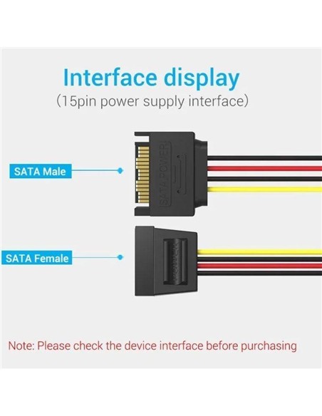 CABLE ALIMENTACION VENTION EXTENSION SATA/M - SATA